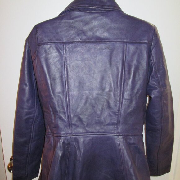 Women's Purple Asymmetrical Leather Peplum Jacket NWOT Sz M - Picture 9 of 12